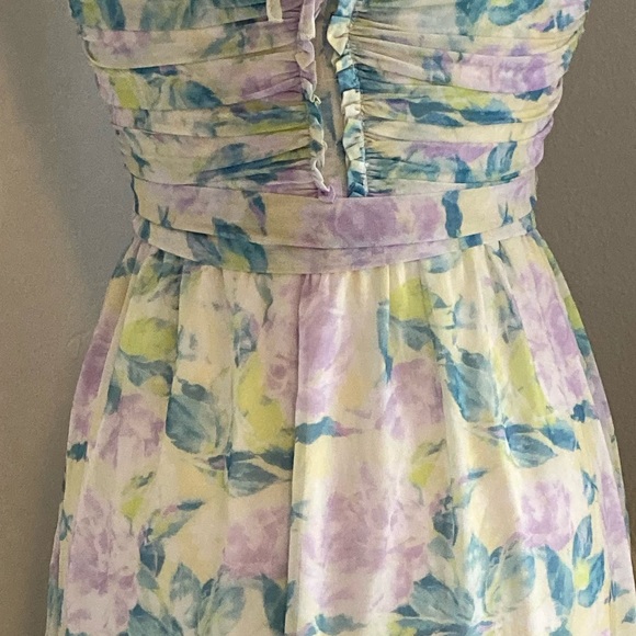 ❤️ Lulus Effortlessly Abloom Green Multi Floral Ruched Halter Midi Dress - Picture 13 of 16